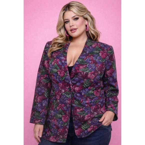 Christian Dior Jackets & Blazers - Christian Dior Separates Vintage Wool Floral Blazer Purple Magenta Size 14 y2k